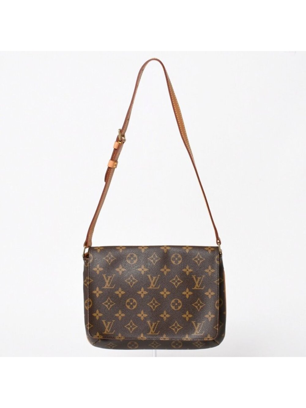 Louis Vuitton Musette Tango Shoulder Bag Monogram Canvas Brown Gold